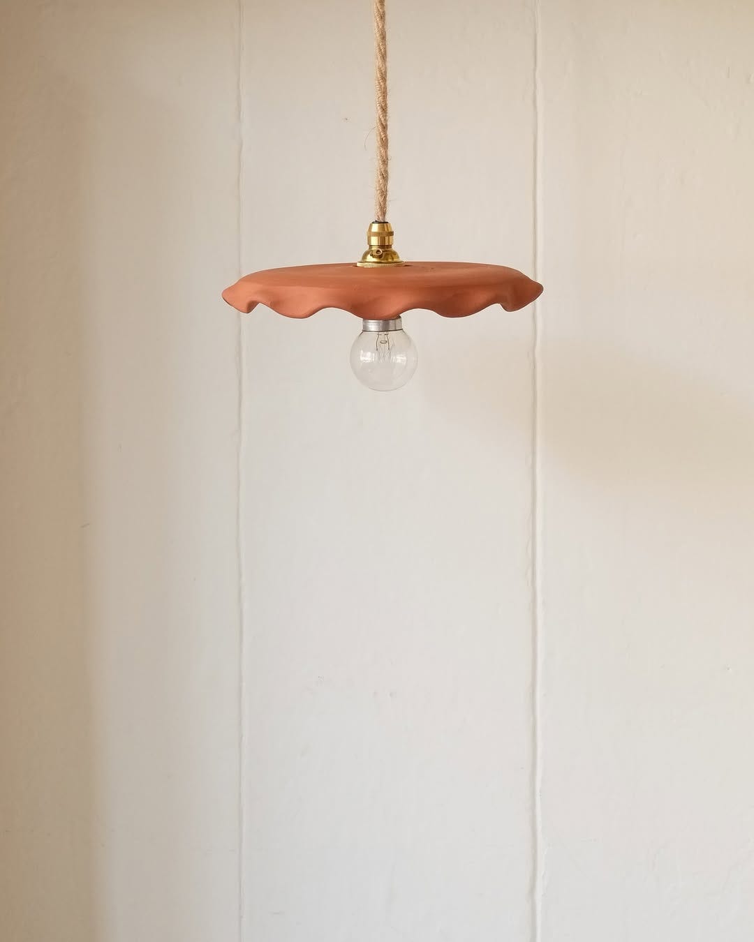 Wavy terracotta lampshade