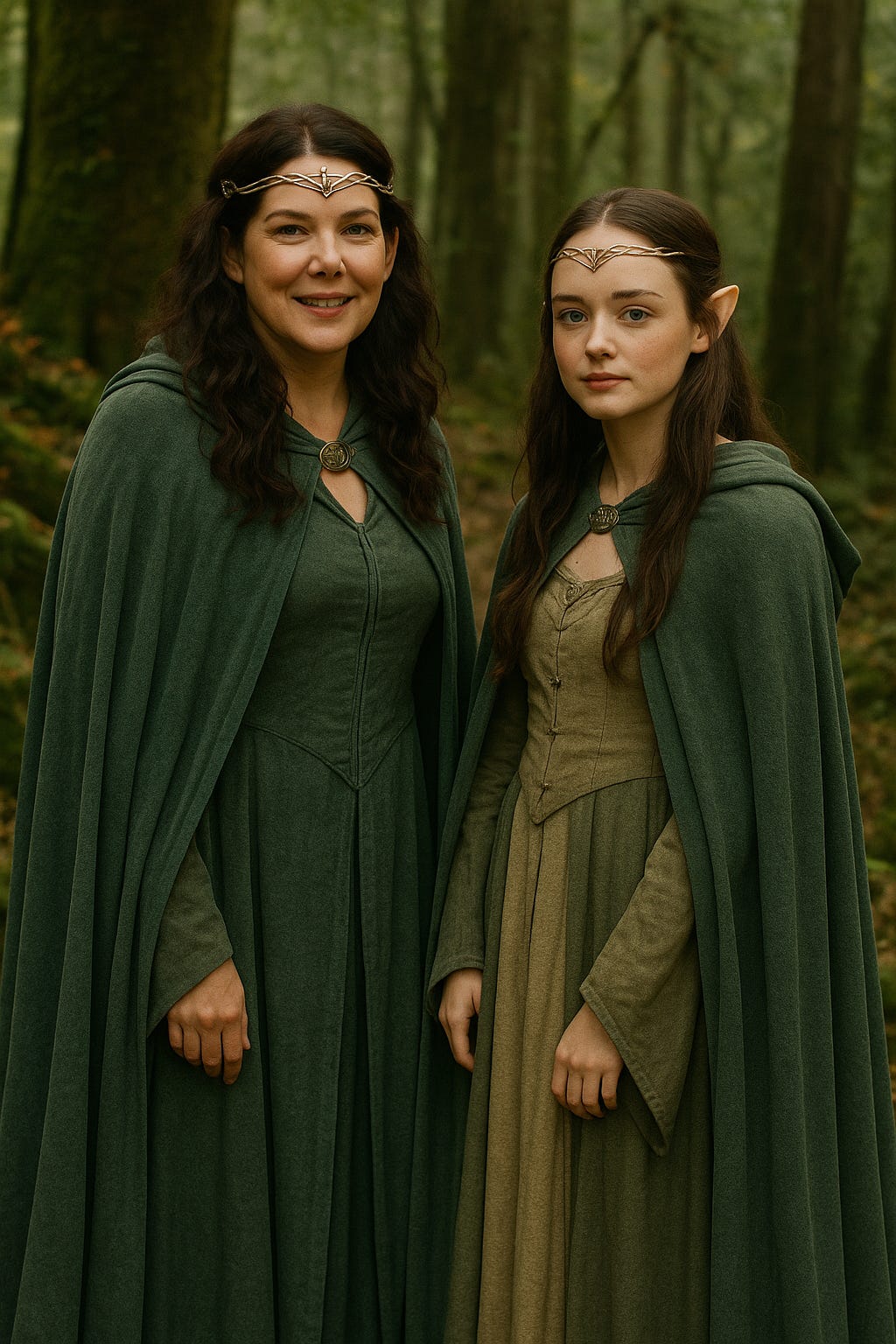 AI-Generated Fan Art Mashup of Lorelai Gilmore and Rory Gilmore as Rivendell Forest Elves in Lord of the Rings | rmrk*st | Remarkist Magazine