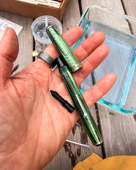 Process cleaning fountain pens