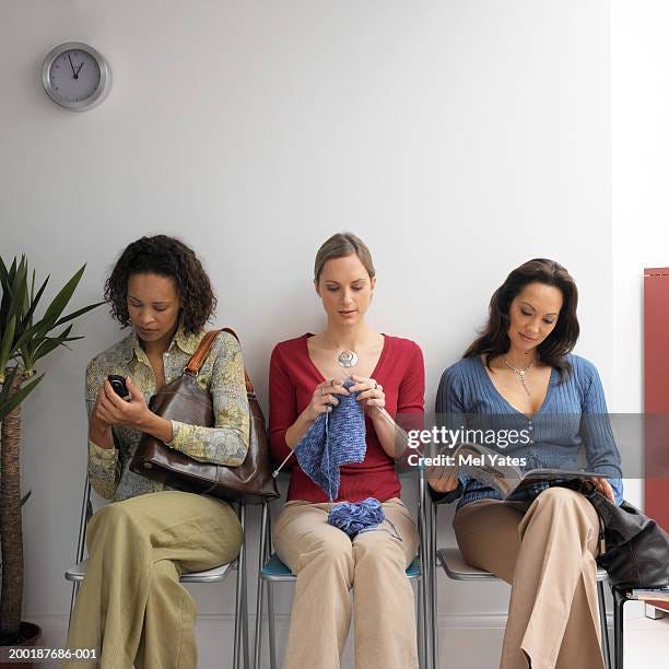 Women In Waiting Room Reading Knitting ...