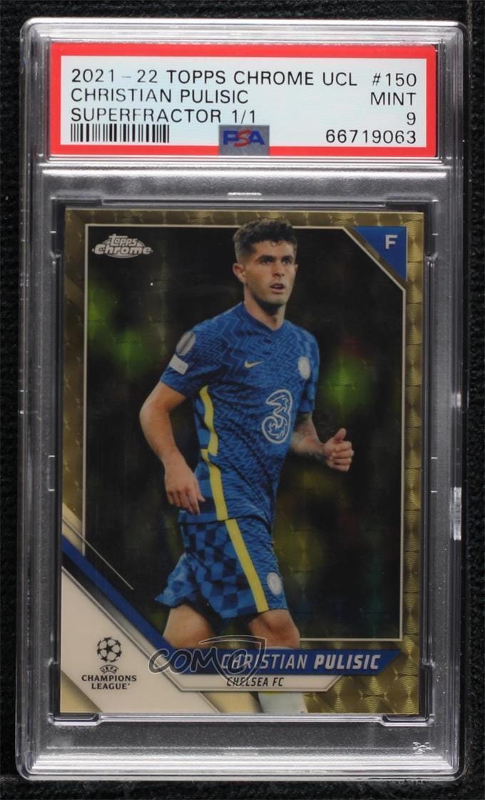 2021-22 Topps Chrome UCL Superfractor 1/1 Christian Pulisic #150 PSA 9 MINT - Picture 1 of 3