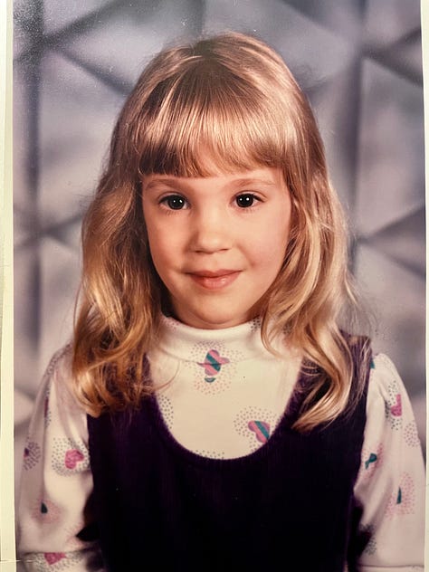 Amelia as a kindergartener, grade schooler, and teenager