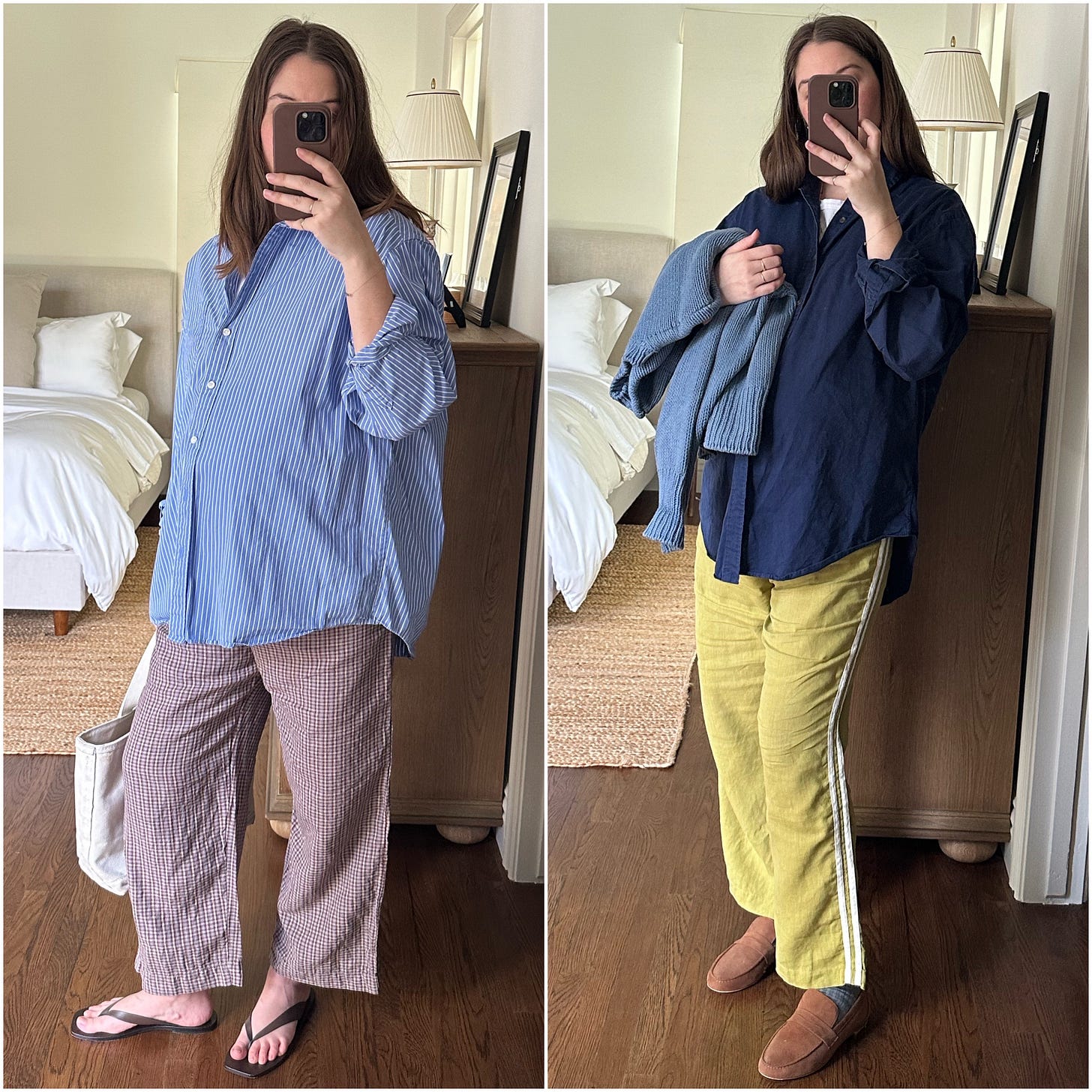 Deiji Studios linen ease trouser and Donni linen crop stripe pant Deiji Studios linen ease trouser and Donni linen crop stripe pant