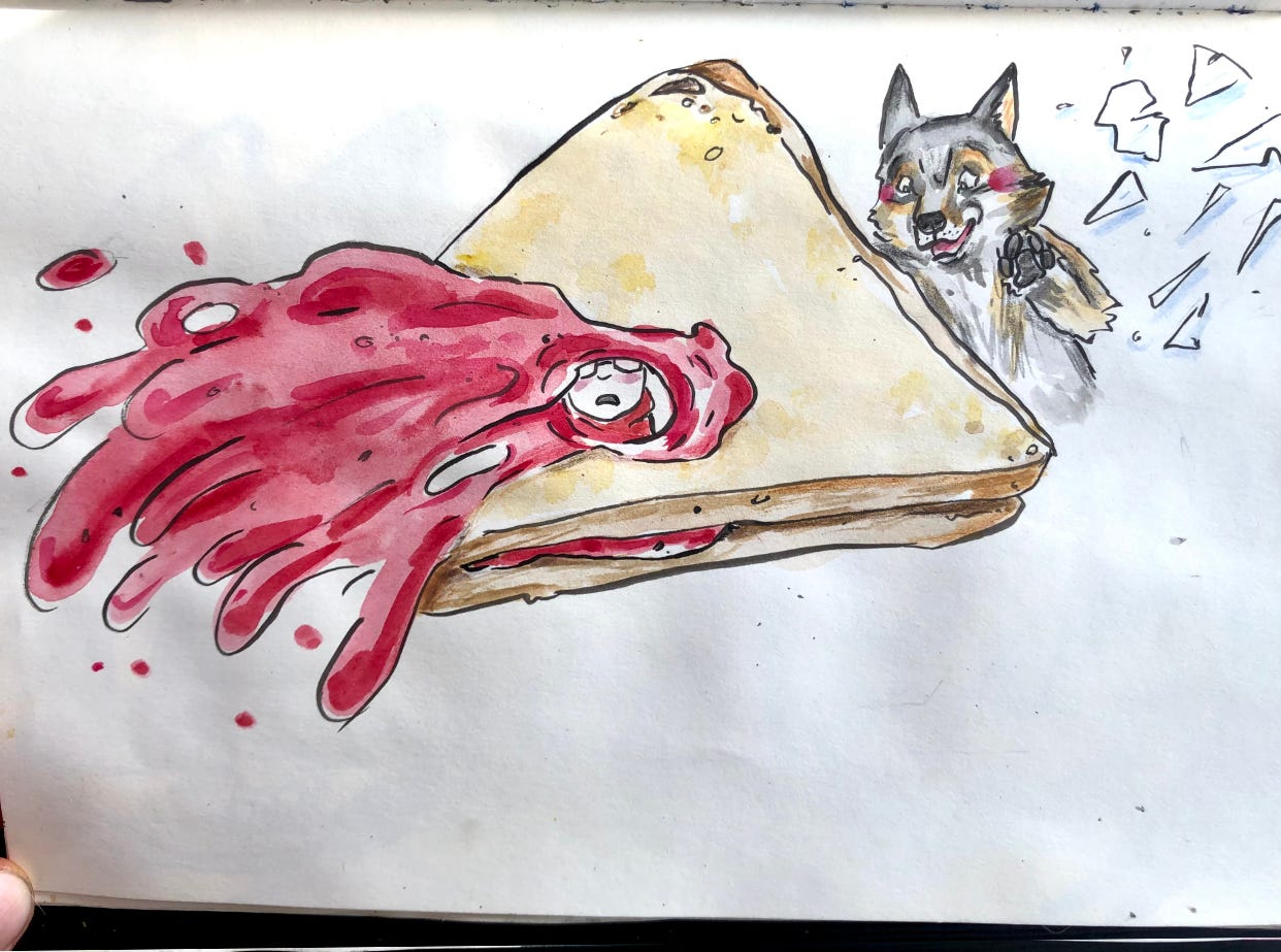 illustration jam sandwich with hole 