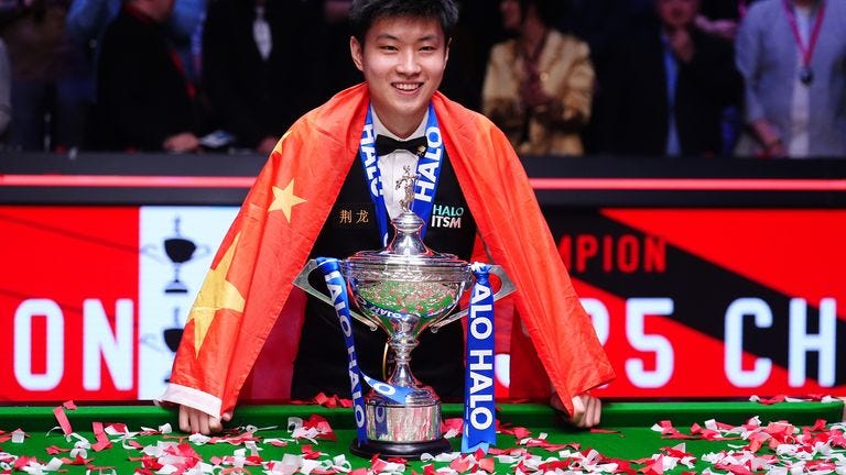 Zhao Xintong becomes first player from China to win snooker world  championship as he beats Mark Williams | UK News | Sky News