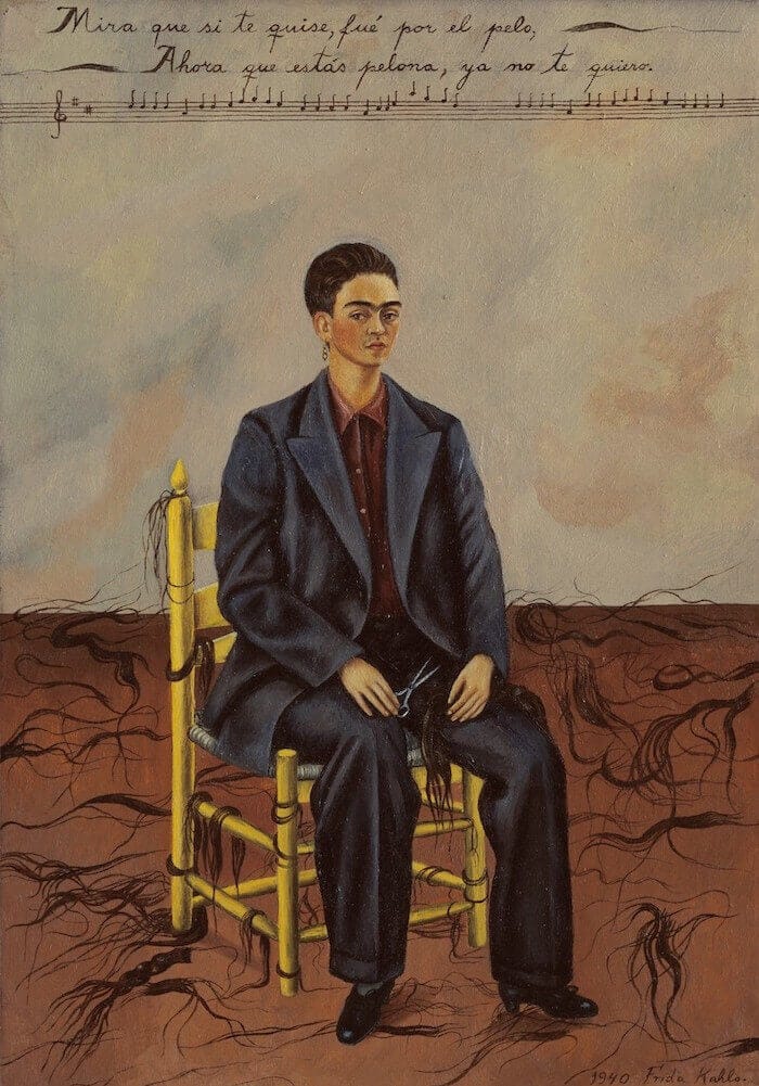 Self Portrait with Cropped Hair - by Frida Kahlo Self Portrait with Cropped Hair - by Frida Kahlo
