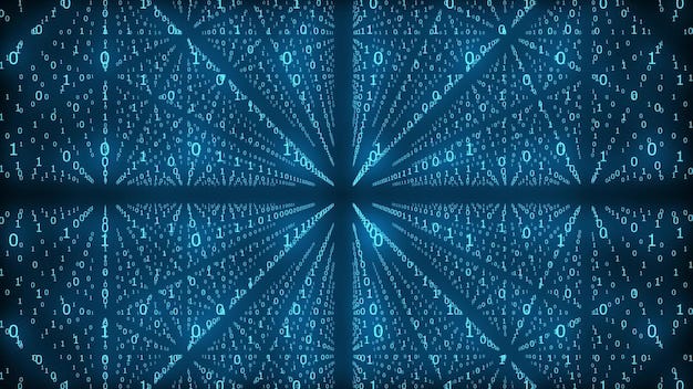 Premium Photo | Computer graphics infinite number of zeros and ones moving  on a black background digitali