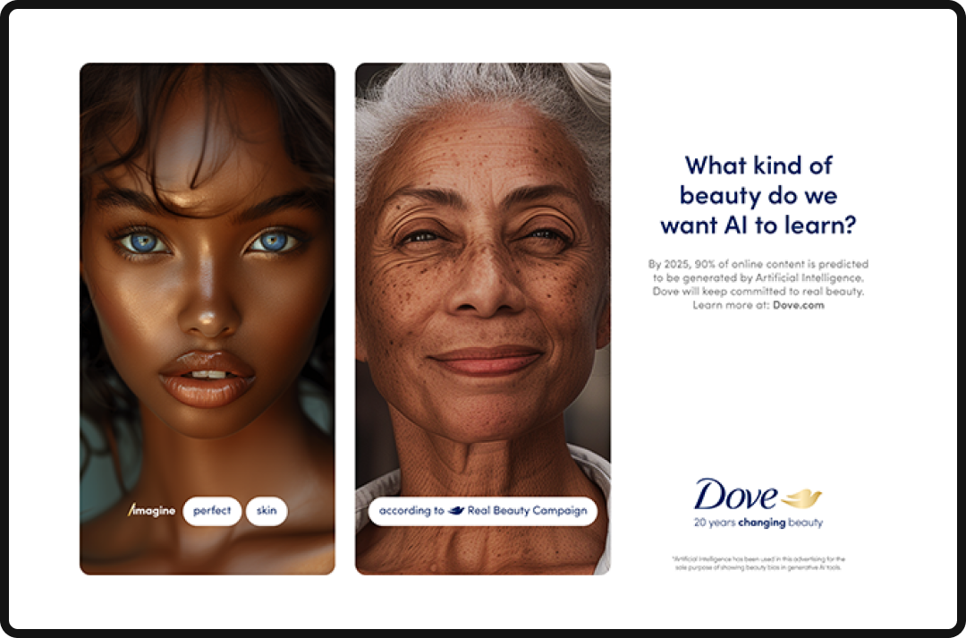 Dove's promise to never use AI in their ads, a trend-averse move. Dove's promise to never use AI in their ads, a trend-averse move.