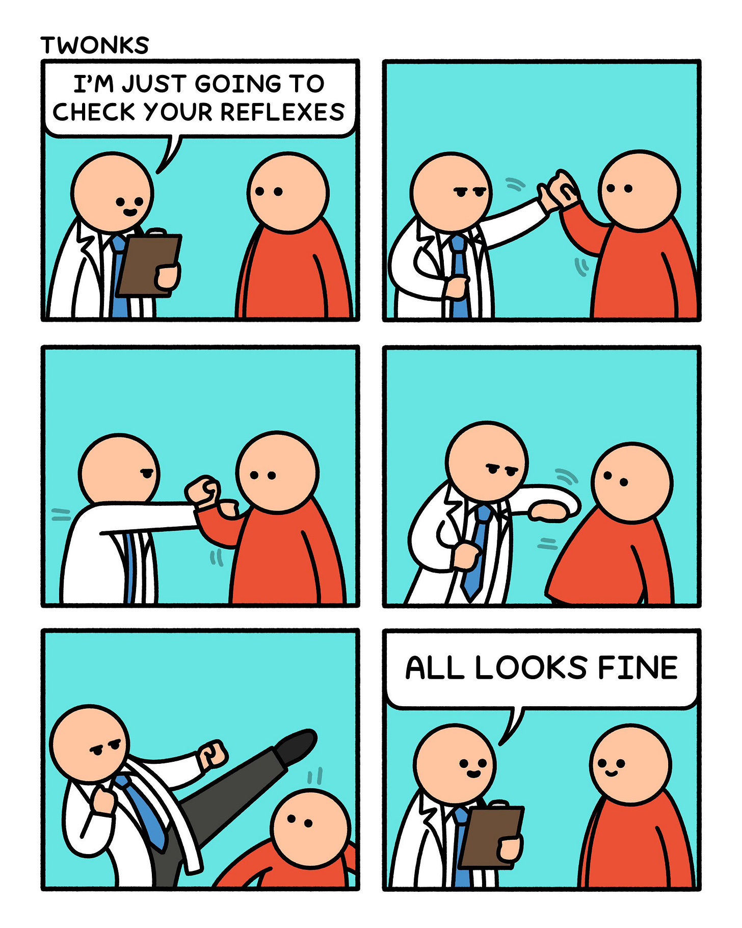 r/funny - TWONKS IM JUST GOING To CHECK YOUR REFLEXES ALL LOOKS FINE