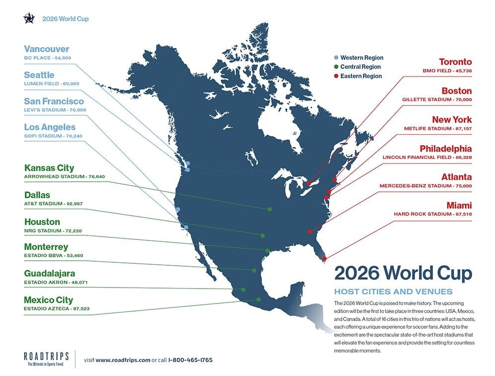 2026 World Cup Host Cities - World Cup Venue Maps | Roadtrips
