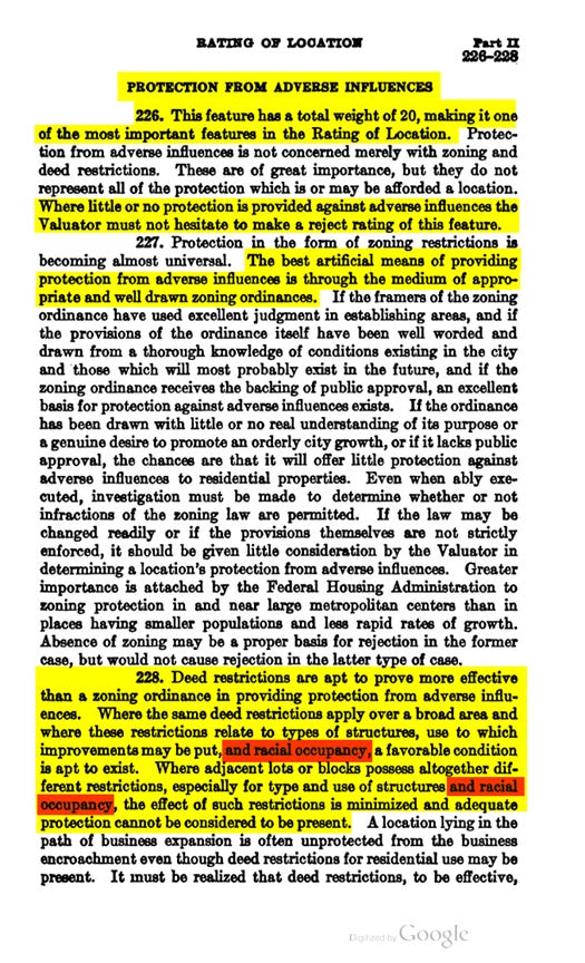 1936 FHA Manual Displaying Segregation Rules