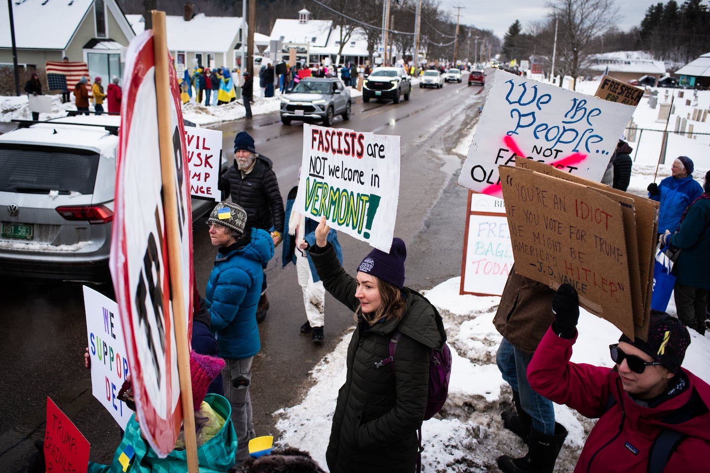 Hundreds protest JD Vance at Sugarbush Resort in Vermont