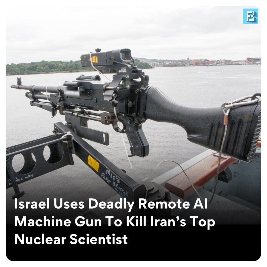 Belgian-made FN MAG remote-controlled machine gun