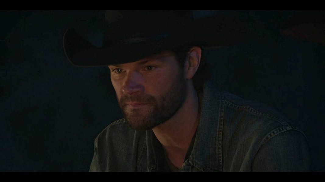 Jared Padalecki looking into hot fire thinking about unprotected times with young Colin actor on set. Jared Padalecki looking into hot fire thinking about unprotected times with young Colin actor on set.