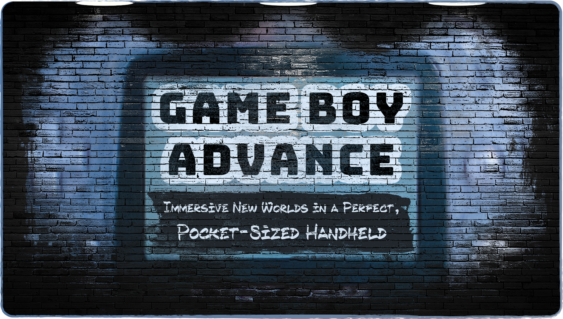 Header image showing a design of a Game Boy Advance on a brick wall!