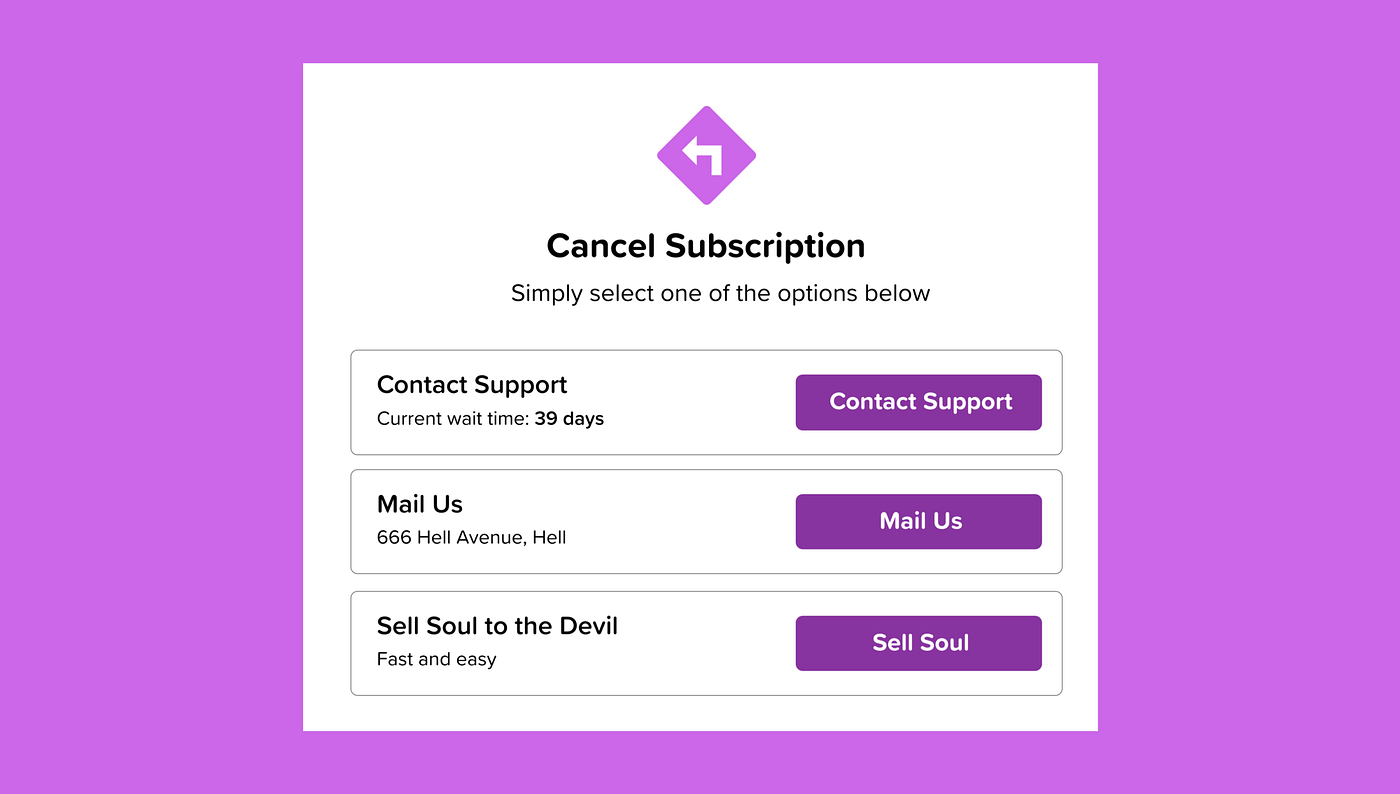 Flirting with the powers of 'Roach Motel' Dark UX pattern | by Praty |  Medium