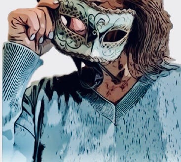 Animated person lowering a mask