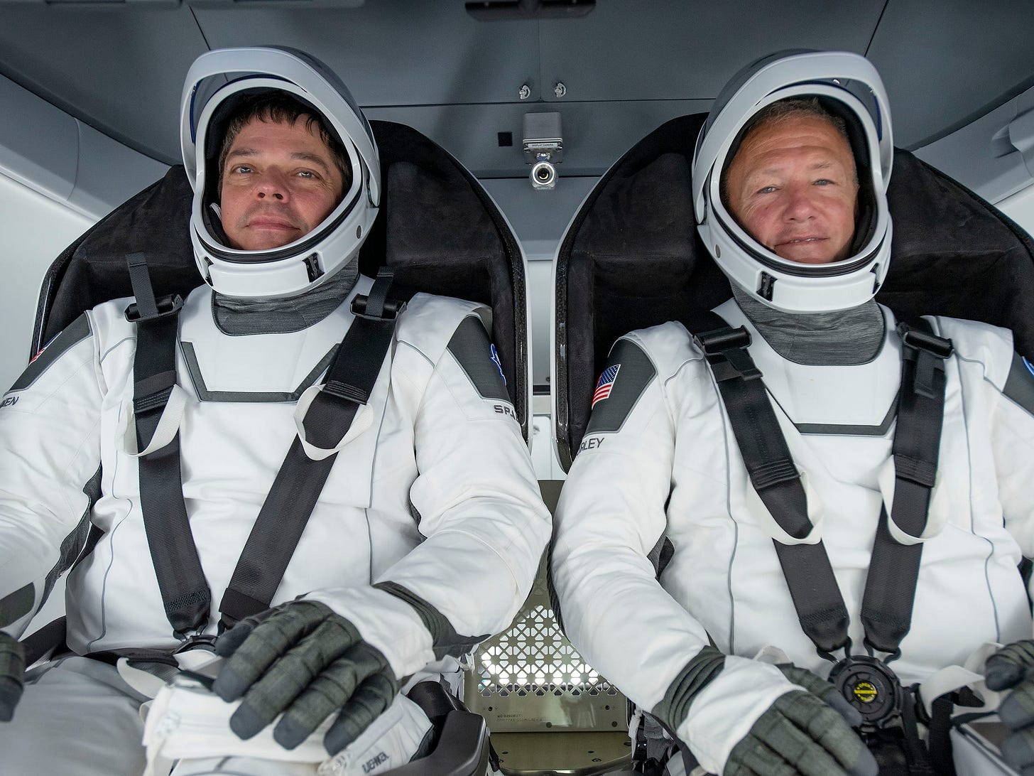 nasa astronauts bob behnken doug hurley spacex spacesuits crew dragon spaceship seats training demo2 demo 2 nasa astronauts bob behnken doug hurley spacex spacesuits crew dragon spaceship seats training demo2 demo 2