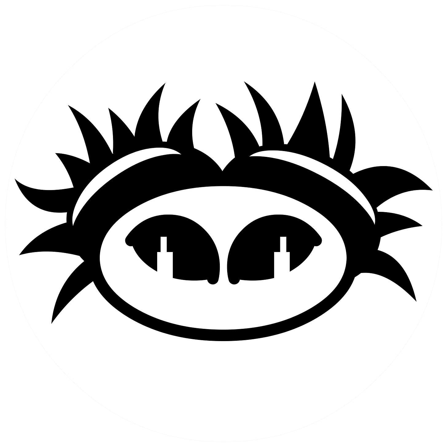 The cartoon head of Little Goth Girl, with her hair in spiky bunches.