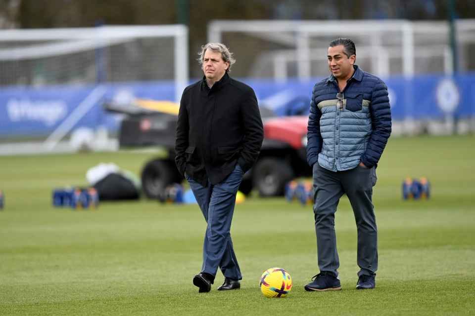 Chelsea co-owners Todd Boehly and Behdad Eghbali watch Chelsea stars get  put through their paces in training - but no sign of record signing Enzo  Fernandez
