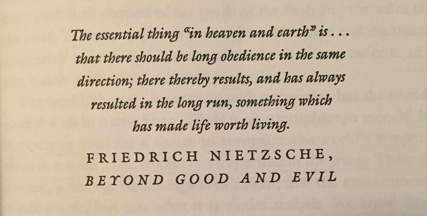 Justin Taylor on Twitter: "Eugene Peterson credits Nietzsche with the  phrase "a long obedience in the same direction" (via @jameskinnard)  http://t.co/RQoajnyQHt" / Twitter