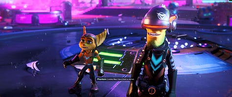 Multiple ultrawide screenshots from Ratchet & Clank: Rift Apart.