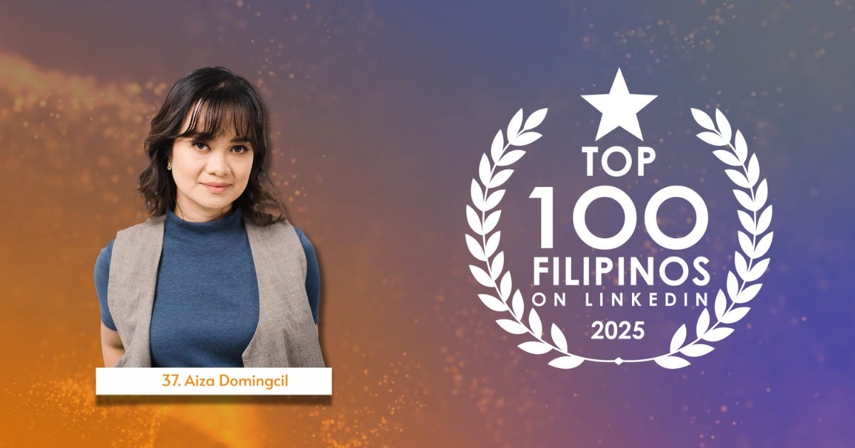 May be an image of text that says 'TOP 100 FILIPINOS ON LINKEDIN 2025 37. 37.AizaDomingcil Aiza Domingcil 37.Aiza'