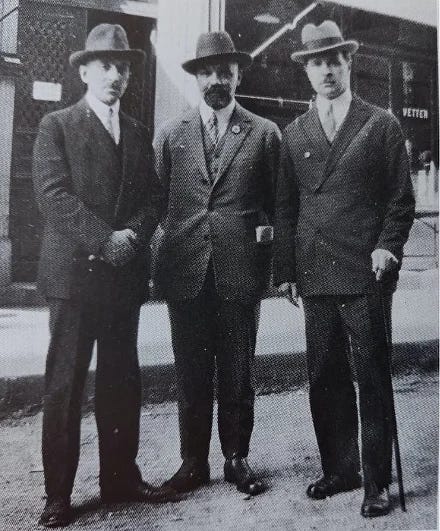 Wrangel with ROVS officials, Belgrade, 1927;  Generals Kutepov and Shatilov standing in front of ROVS (Gallipoli/Centre, Paris) offices.