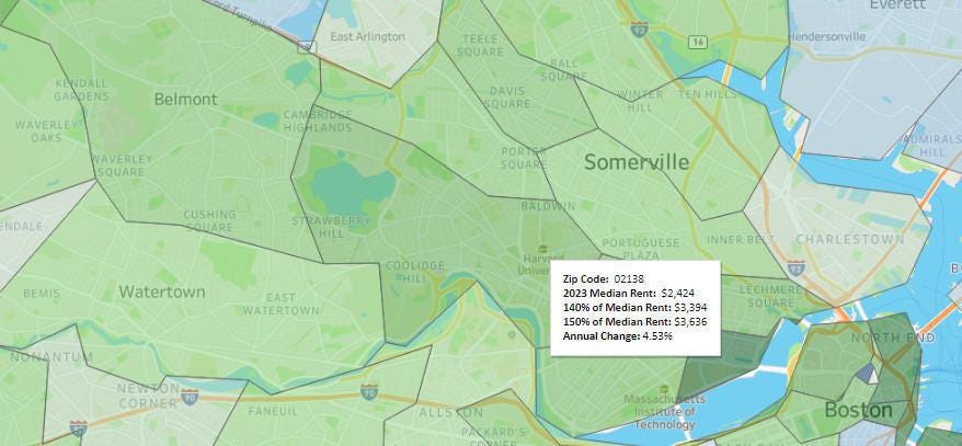 VIZ: 2023 HUD Median Rent by Zip Code