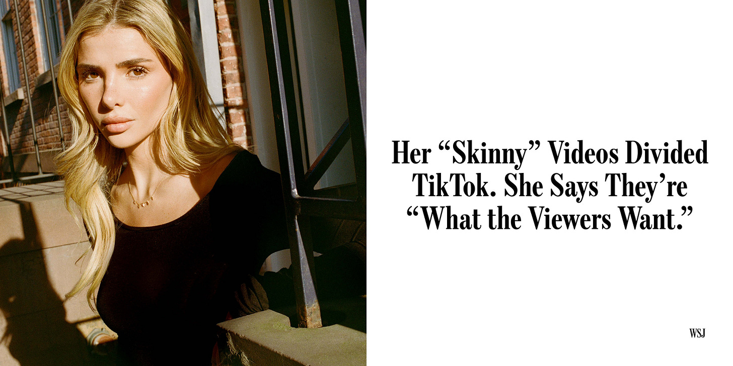 The Wall Street Journal on X: "Liv Schmidt's videos about staying thin  sparked debate and criticism on TikTok. “Weight is a touchy topic, but  that's what the viewers want,” she said in