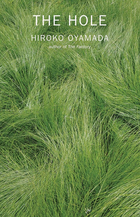Book covers of In Ascension by Martin MacInnes, Toward Eternity by Anton Hur, The Hole by Hiroko Oyamada, Breasts and Eggs by Mieko Kawakami, and Counterweight by Djuna
