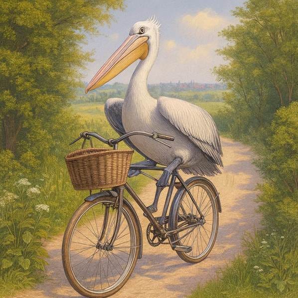A pelican riding a bicycle

AI-generated content may be incorrect.
