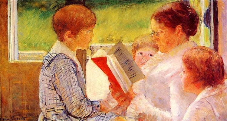 Mrs Cassatt Reading to her Grandchildren, 1880 - Mary Cassatt