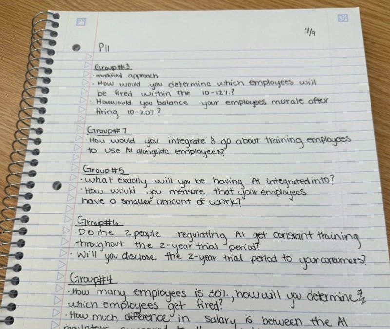 In Class Discussion Notes An in-class method for getting students to think together (without ChatGPT)