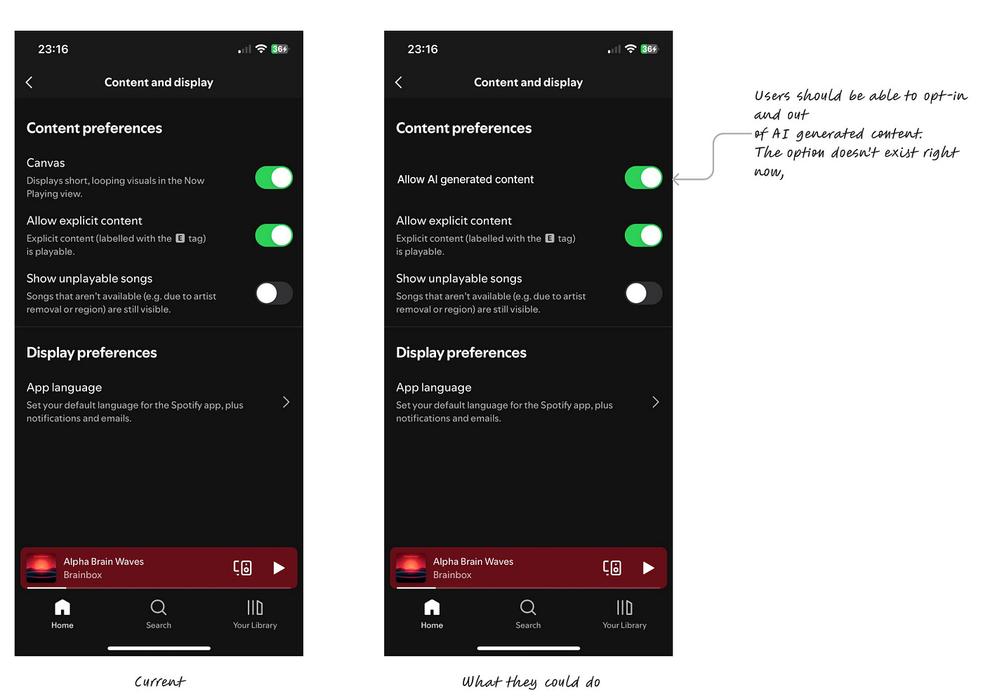 Example from spotify in user profile settings