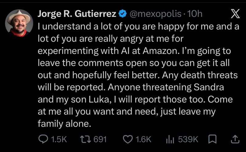 When people are getting death threats for using a tool, the fear factor is  officially out of hand. What are they mad about? A guy trying make his art  that can't get