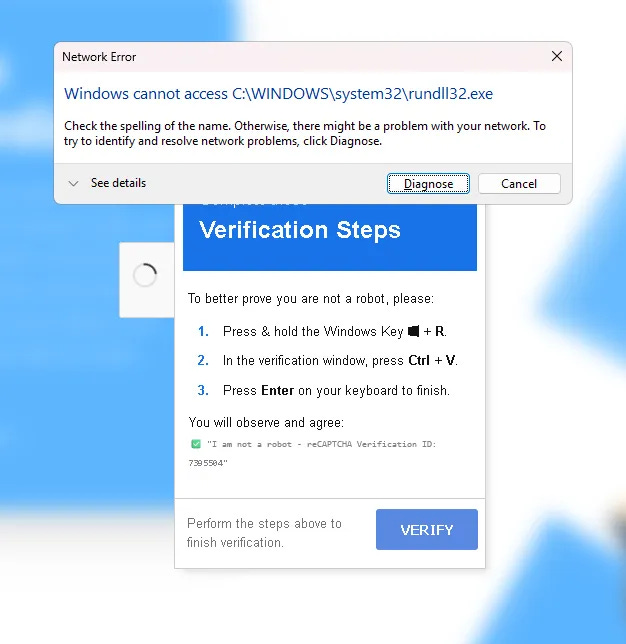 rundll32 Network Error