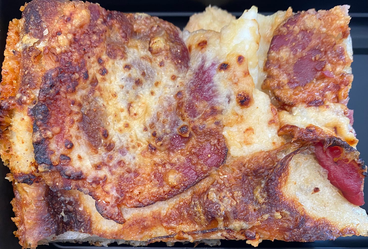 a slice of BEC focaccia from Radio bakery