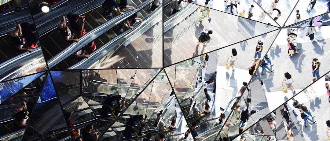 reflected people on mirror collage