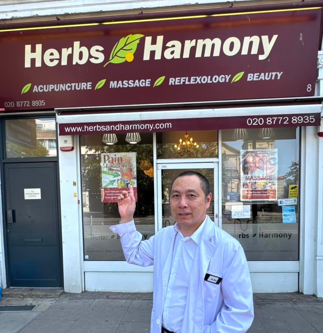 May be an image of ‎1 person and ‎text that says "‎Herbs MASSAGE ACUPUNCTURE 8772 8935 Harmony BEAUTY REFLEXOLOGY 8 www.herbsandharmony.com 020 8772 8935 Pain: Jinagement men ELkan ឬ្ត MASSÁGE 白ー ส Harmony بهA‎"‎‎