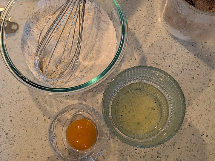 Whisking dry ingredients, Separating eggs (I pass the yolk back & forth on the shell until the whites fall out into a bowl.