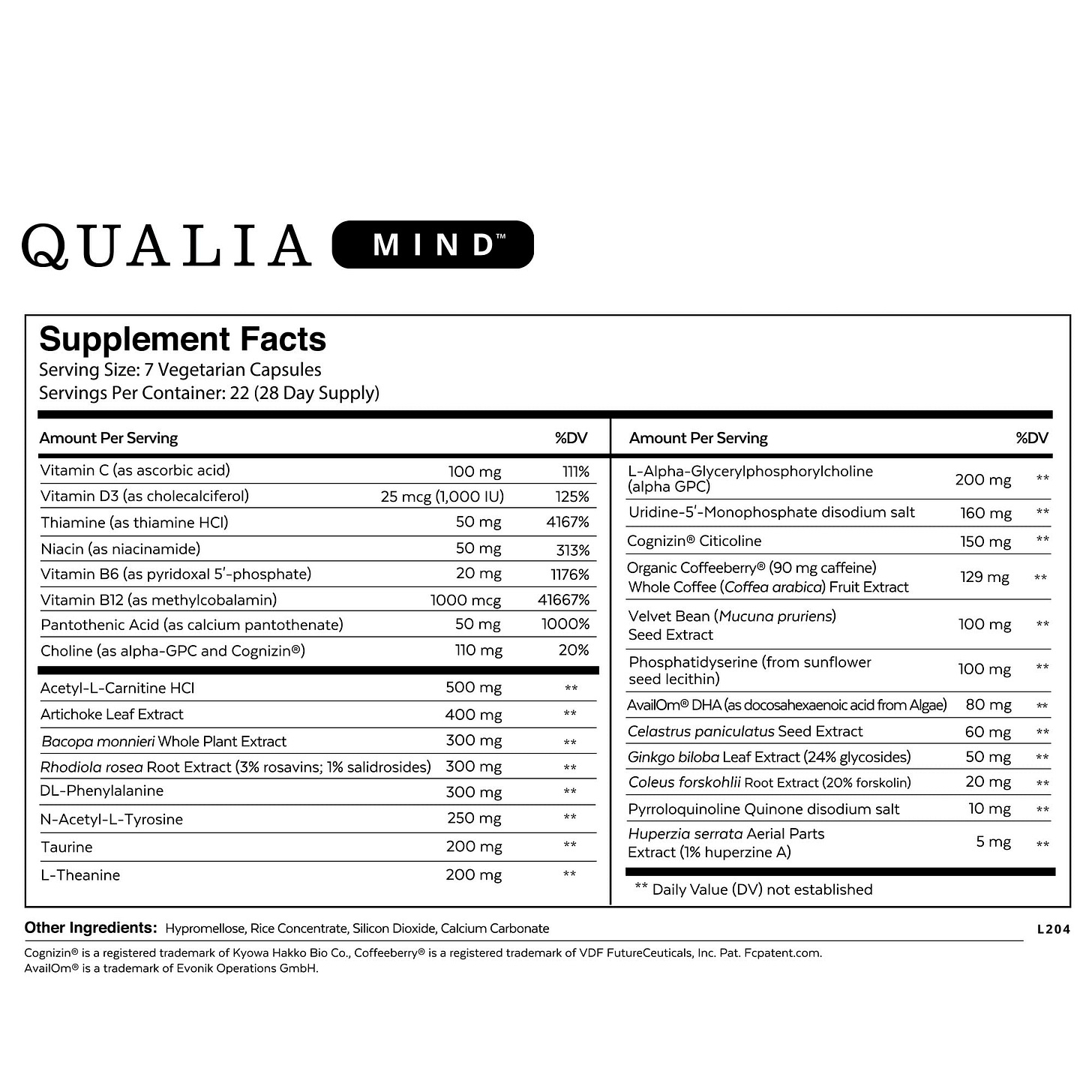 NEUROHACKER COLLECTIVE Qualia Mind Nootropics, Capsule for Memory, Focus, &  Concentration with Ginkgo biloba, Alpha GPC, Bacopa monnieri, DHA & More ...