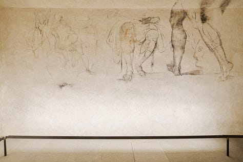 images from the secret room of Michelangelo's drawings