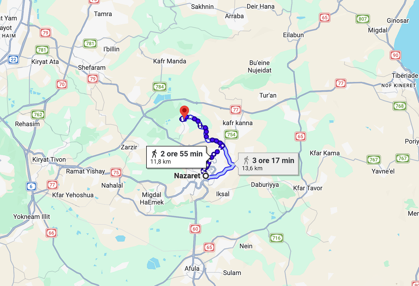 nazareth sefforis a piedi
