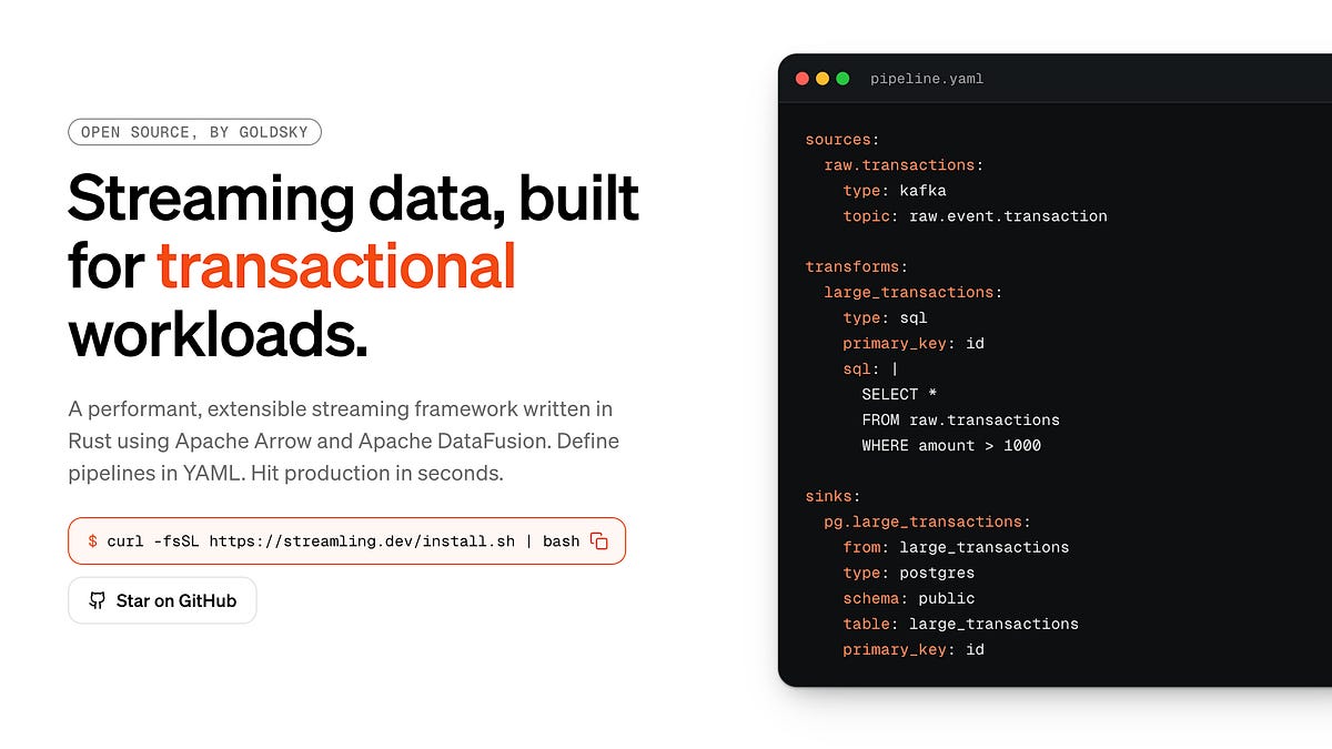 Introducing Streamling: Performant and Extensible Data Streaming Runtime