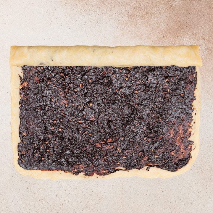 Babka dough with chocolate hazelnut filling.