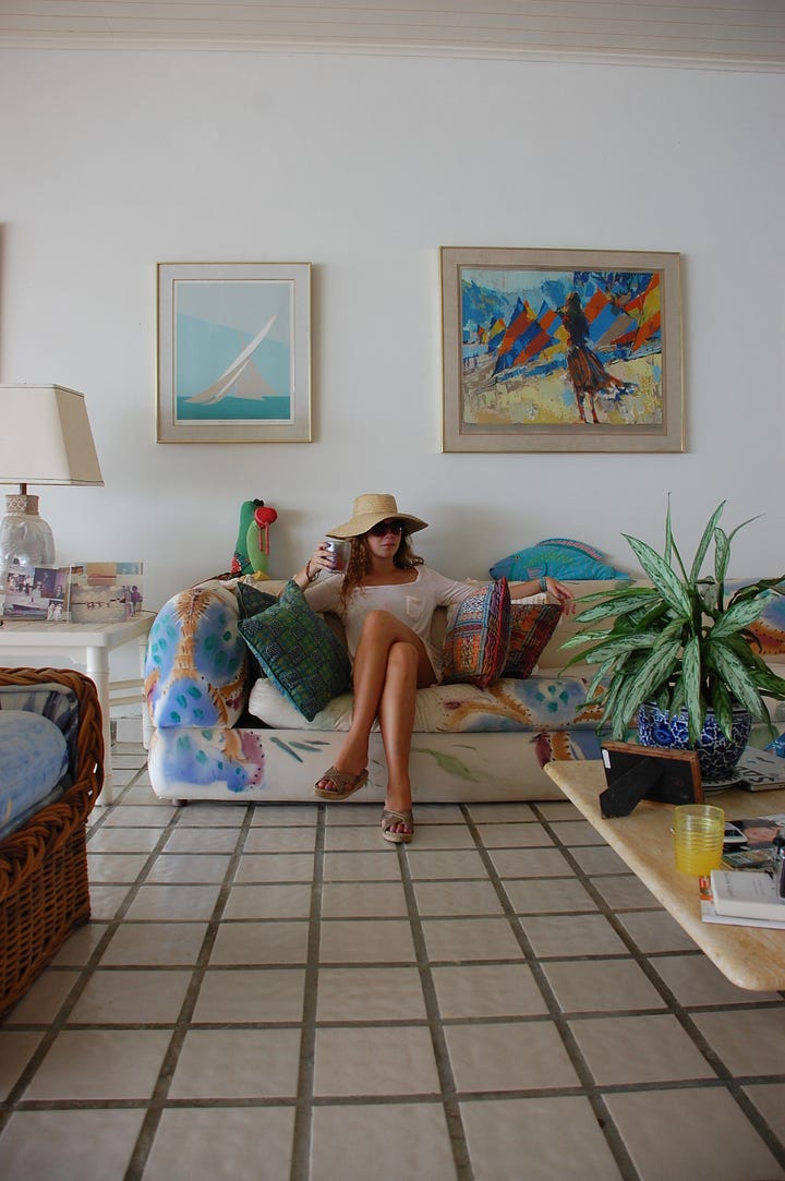 Left: Me and my cousin Frank (1996). Right: My friend Isa (2011). As I said, the decor was kept intact - note the parrot on the left.