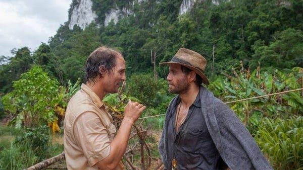 Matthew McConaughey and Édgar Ramirez star as a prospector and geologist who strike it rich with Indonesian gold in "Gold," a 2016 comedy-drama released by The Weinstein Company. Matthew McConaughey and Édgar Ramirez star as a prospector and geologist who strike it rich with Indonesian gold in "Gold," a 2016 comedy-drama released by The Weinstein Company.