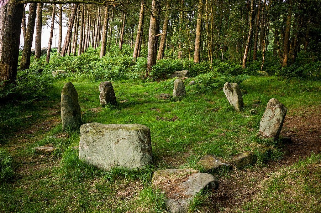 Doll Tor stone circle in Birchover, Peak district