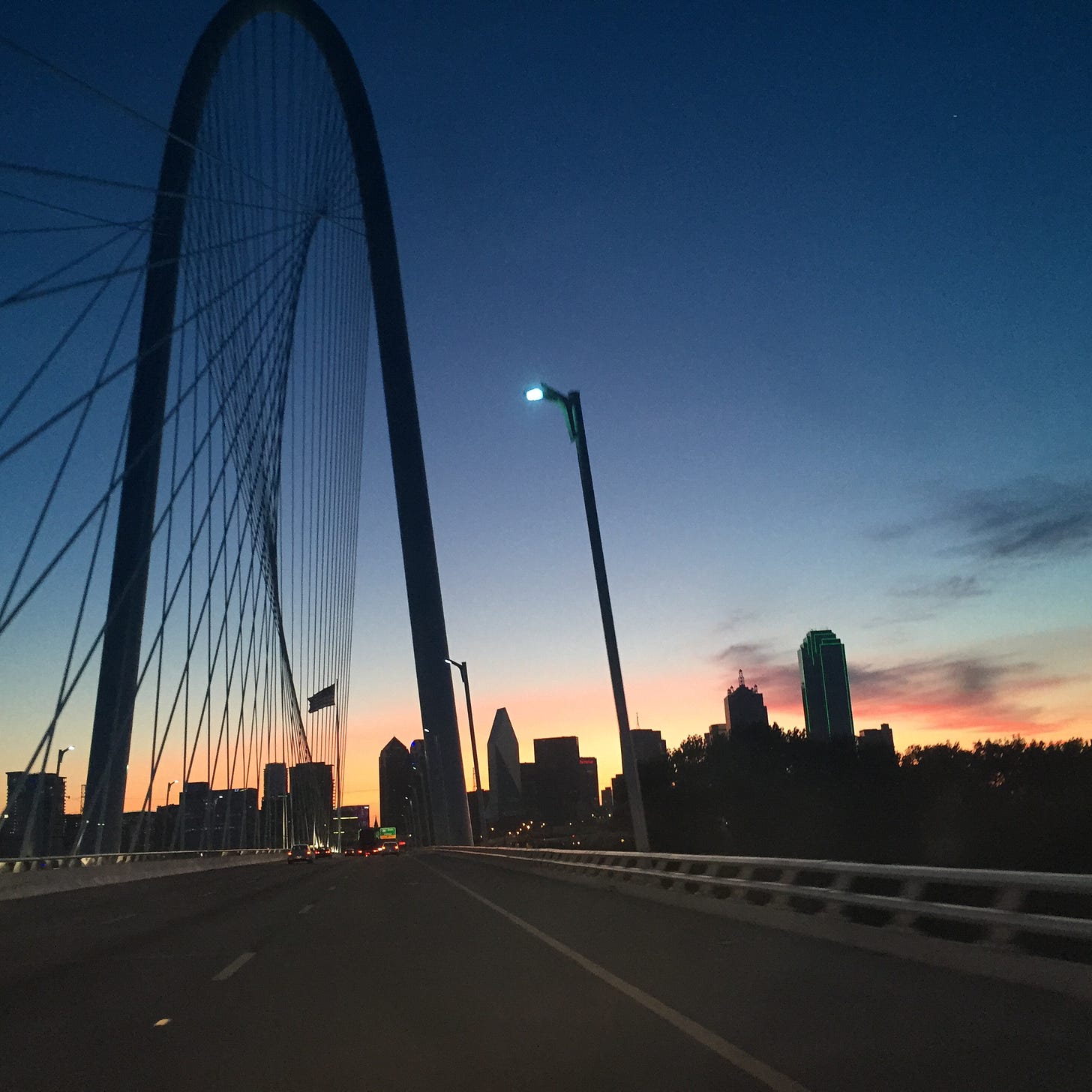 The Margaret Hunt Hill bridge at daybreak - just at sunrise
